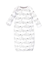 Touched by Nature Baby Boys Organic Cotton Long-Sleeve Gowns 3pk, Safari, 0-6 Months