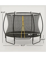 Soozier 8ft Outdoor Trampoline with Net Enclosure, Curved Poles,