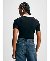 Isaac Mizrahi Women's Ruffle Detail Peter Pan Tee
