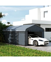 Outsunny 12' x 20' Metal Carport with Metal Roof and Removable Sidewalls