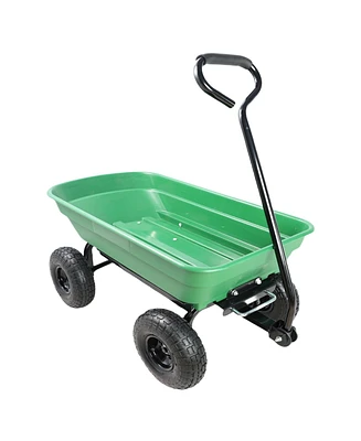 Folding car Poly Garden dump truck with steel frame, 10 inches. Pneumatic tire, 300 lb capacity body 55L