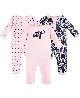 Yoga Sprout Baby Girls Cotton Coveralls 3pk, Ikat Elephant, 18-24 Months