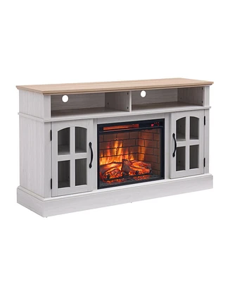 58" Fireplace Tv Stand with 23" Electric Fireplace for TVs up to 70 Inch