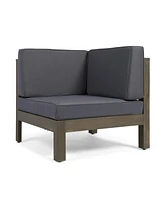 Modern V-Shaped Acacia Outdoor Sectional Sofa Set