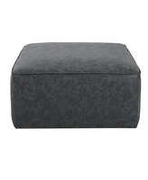 Square Pu Leather Ottoman,Black
