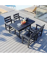 5-Piece Hdpe Patio Dining Set (Black), Table & 4 Chairs, 51" Table