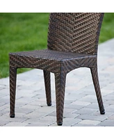 Woven Wicker Outdoor Dining Chairs - Set of 2