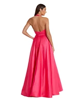Mac Duggal Women's Sleeveless Deep V Satin Gown With Oversized Bow