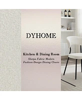 Dyhome Dining Chairs with Curved Backrest, Modern Fabric Upholstered Boucle Kitchen Room Set of 2