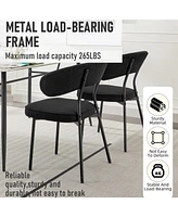 Dyhome Dining Chairs with Curved Backrest, Modern Fabric Upholstered Boucle Kitchen Room Set of 2