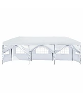 10x30 White Pop-Up Canopy Tent with Sidewalls & Wheeled Bag