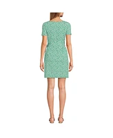 Lands' End Petite Short Sleeve Cotton Modal Wrap Mini Dress