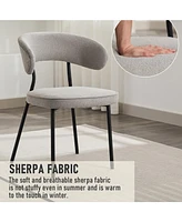Dyhome Dining Chairs with Curved Backrest, Modern Fabric Upholstered Boucle Kitchen Room Set of 2