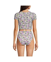 Lands' End Women's Long Tugless Cap Sleeve Tankini Top