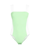 Lands' End Women's Long Torso Square Neck High Leg One Piece Swimsuit