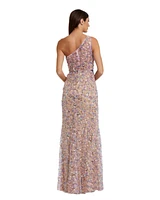 Mac Duggal Women's Floral Embellished One Shoulder Gown
