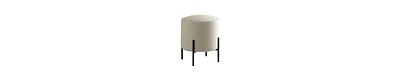 Modern Foam Ottoman with Faux Sheepskin and Matte Metal Legs