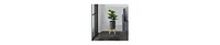 Artisanal Metal Planter – Round Hammered Pot on Wood Arch Stand