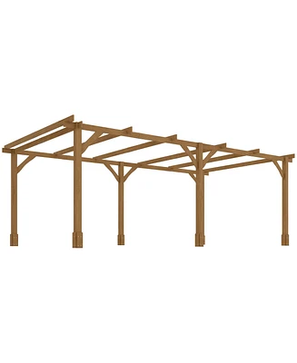 Outsunny 20' x 10' Outdoor Pergola, Wood Gazebo,
