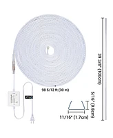 DELight 100FT Warm White Led Strip Neon Rope Lights with 10Pcs Clear