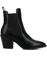 Journee Collection Women's Rosemary Western Comfort Chelsea Booties