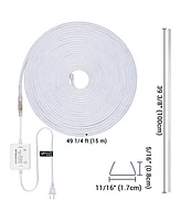 DELight 50FT Warm White Led Strip Neon Rope Lights with 10Pcs Clear Pvc Channel