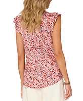 Democracy Women's Flutter-Sleeve Printed Knit Top