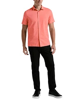 Perry Ellis Men's Cotton Dobby Short Sleeve Button-Front Shirt
