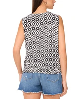 Vince Camuto Women's Printed Faux-Wrap Sleeveless Top