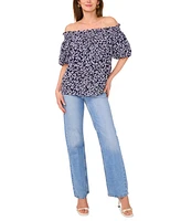 Sam & Jess Women's Printed Smocked Off-The-Shoulder Top