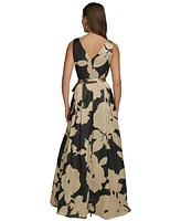 Donna Karan New York Women's Printed Sleeveless Tie-Waist Gown