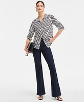 I.n.c. International Concepts Women's Printed Long-Sleeve Button-Down Shirt