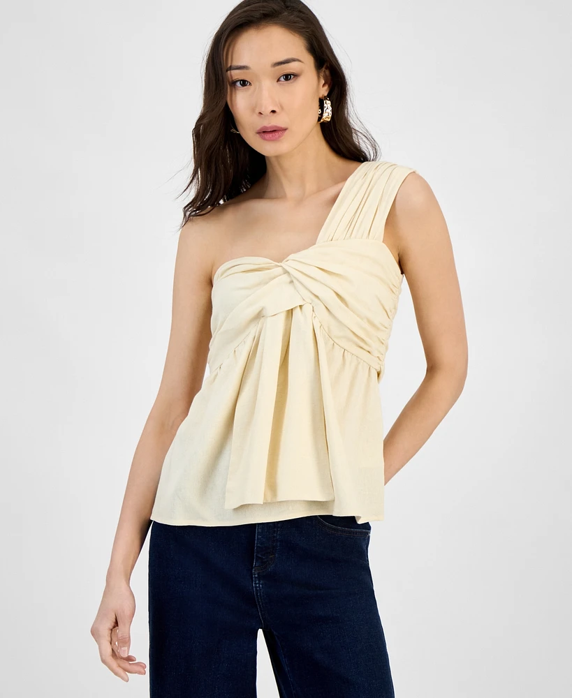 I.n.c. International Concepts Women's Asymmetric One-Shoulder Twist-Front Top, Exclusively at Macy's