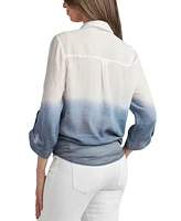 Bcx Juniors' Dip Dye Gauzy-Texture Button-Down Blouse