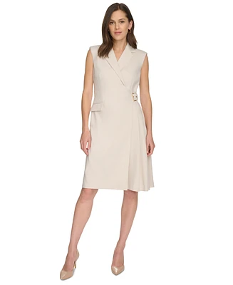 Calvin Klein Women's Faux-Wrap Coat Dress