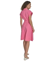 Calvin Klein Women's Belted Cap-Sleeve Commuter Dress