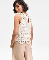 On 34th Women's Crochet Scallop-Hem Tank, Exclusively at Macy's
