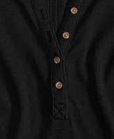 On 34th Women's Roll Cuff Rib-Knit Henley T-Shirt, Exclusively at Macy's