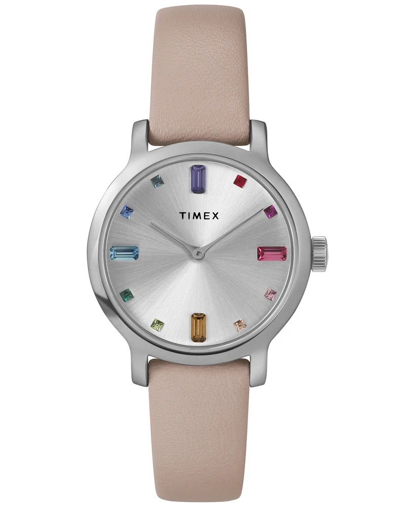 Timex Women's Analog Pink Leather Strap Watch, 31mm
