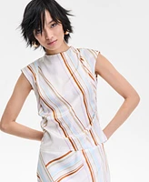 I.n.c. International Concepts Women's Striped Cap-Sleeve Top, Exclusively at Macy's