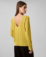 Calvin Klein Women's Plisse Long-Sleeve Top
