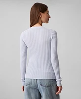 Calvin Klein Women's Silk-Cotton Ribbed Cardigan