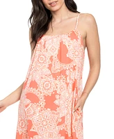 Linea Donatella Women's Coral Printed Maxi Nightgown