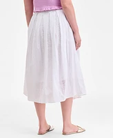 On 34th Women's Cotton Eyelet Pleated Midi Skirt, Exclusively at Macy's