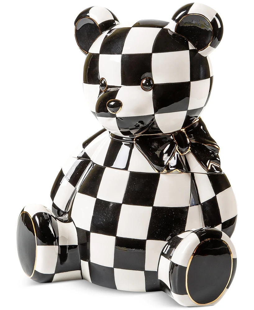 Mackenzie-Childs Courtly Check Bear Ceramic Cookie Jar