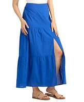 Bcx Juniors' Cotton Clip-Dot Tiered Maxi Skirt