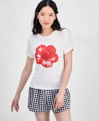 Rebellious One Juniors' Hibiscus Graphic T-Shirt