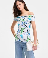 I.n.c. International Concepts Women's Printed Off-The-Shoulder Top, Exclusively at Macy's