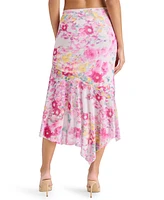 Steve Madden Women's Lacie Printed Asymmetric Midi Skirt