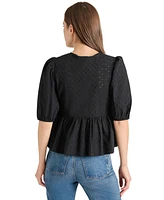 Steve Madden Women's Paula Eyelet Tie-Front Cotton Top